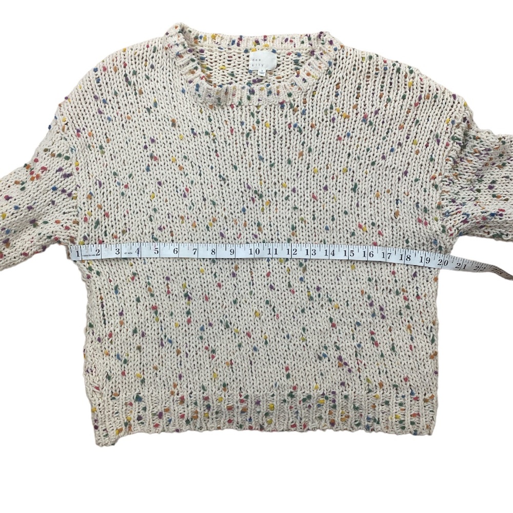 DEE ELLY Women’s Sweater Popcorn Funfetti Knit Distress Drop Shoulder Size Small - Picture 16 of 16